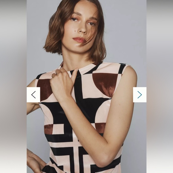 NWT $178 By Anthropologie Mock Neck Column Geometric Midi Dress Size Large SOFT - Picture 2 of 12